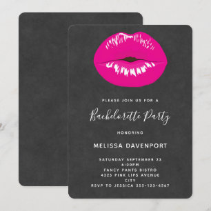 Invitation Lèvres roses chaudes Illustration brillante Bachel