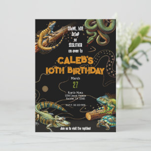 Invitation Lézard Serpent Tortue Reptile Fête d'anniversaire