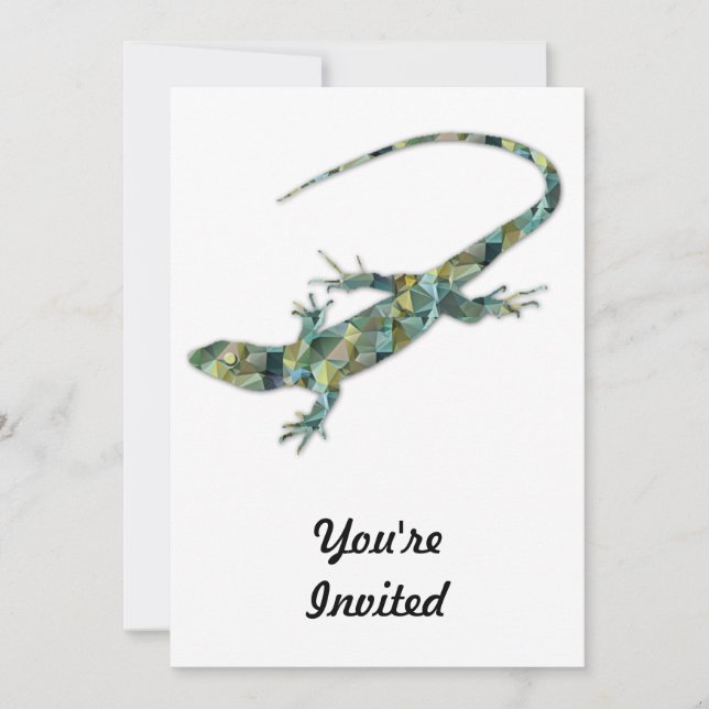Invitation Lézard vert en mosaïque polygonale (Devant)