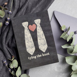 Invitation LGBT Tying Knot Faux Chalkboard Gay Mariage