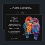 Invitation 🌈 LGBTQ horizontal mariage de l'unité éternelle<br><div class="desc">Dans la collection "Eternal Unity", la faire-part de mariage horizontale présente un aménagement moderne et élégant. L'avant présente une oeuvre captivante au design emblématique de "l'unité éternelle" : deux hiboux immergés dans des aquarelles LGBT vibrantes sur fond noir. Cette oeuvre symbolise le lien profond et l'amour partagé entre le couple,...</div>