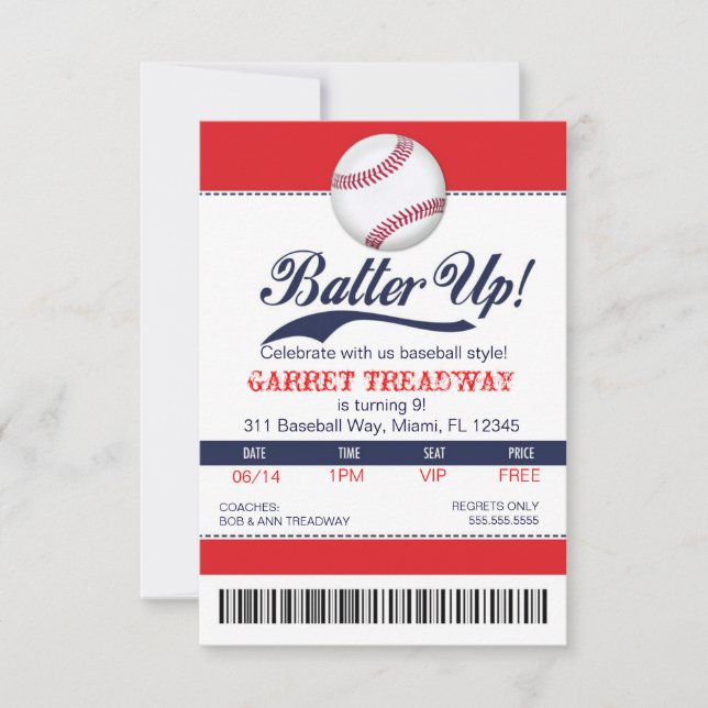 Invitation LGC Batter Up Baseball Ticket 2e version (Devant)