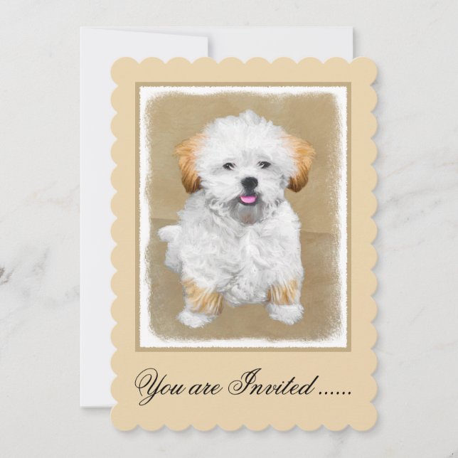 Invitation Lhasa Apso Puppy Peinture - Cute Original Chien Ar (Devant)