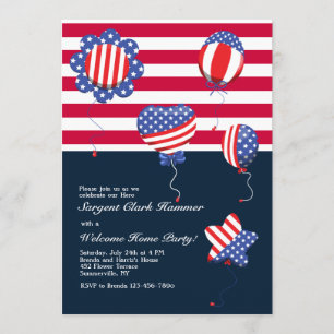 Invitation L'hélium patriotique monte en ballon l'invitation