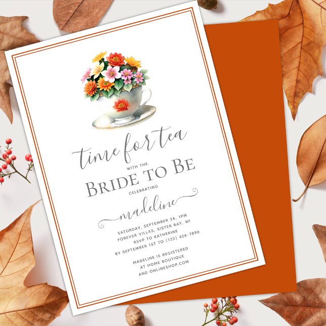 Invitation L'heure de l'automne pour une mariée de thé d'être (Créateur téléchargé)