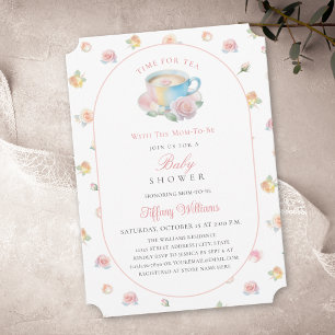 Invitation L'heure du thé Élégant rose blush floral Baby Show