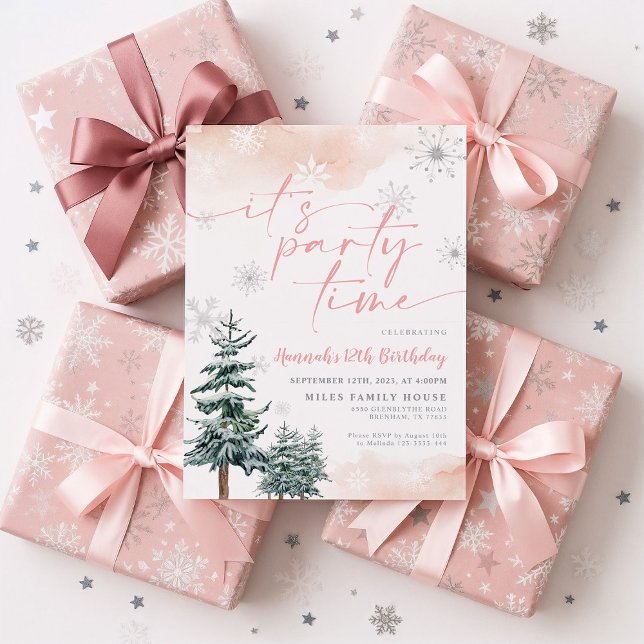 Invitation L'hiver Anniversaire Invitation, C'est l'heure des (Créateur téléchargé)