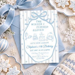 Invitation L'hiver de mes onze ans Fille 11e anniversaire