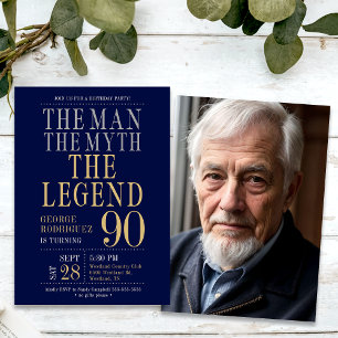 Invitation L'Homme La Légende La Photo 90e Anniversaire