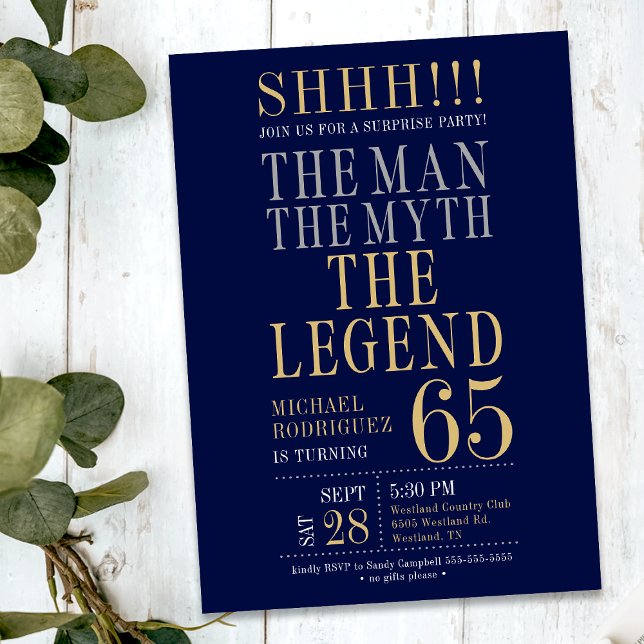 Invitation L'Homme La Légende La Surprise De 65 Ans (Créateur téléchargé)