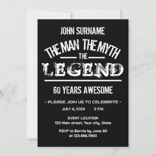 Invitation L'homme le mythe la légende anniversaire incroyabl