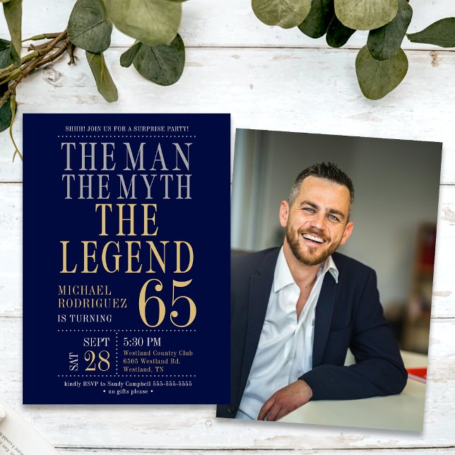 Invitation L'Homme Le Mythe La Légende Surprise 65e anniversa (Créateur téléchargé)