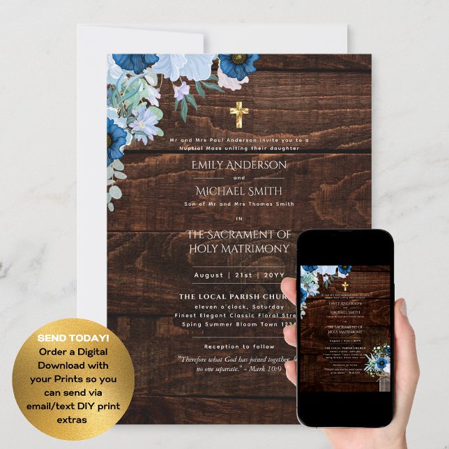 Invitation Libellé traditionnel Messe nuptiale Mariage cathol (Créateur téléchargé)