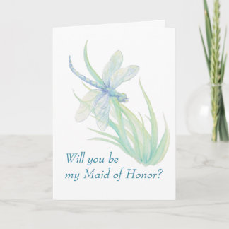 Invitation Libellule Aquarelle Bleu Vert Demoiselle d'Honneur