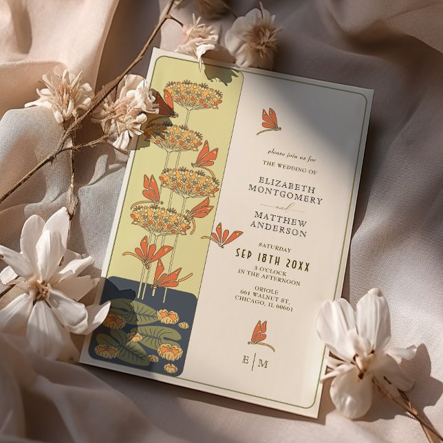 Invitation Libellule Mariage Art Nouveau Belle Epoque (Créateur téléchargé)