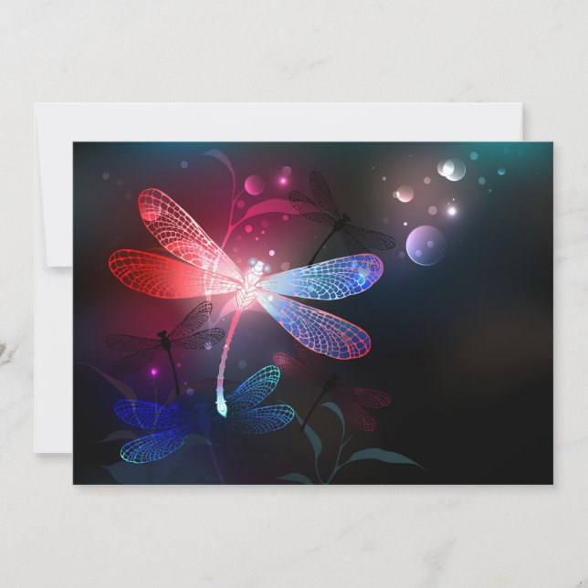 Invitation libellule rouge brillante (Devant)