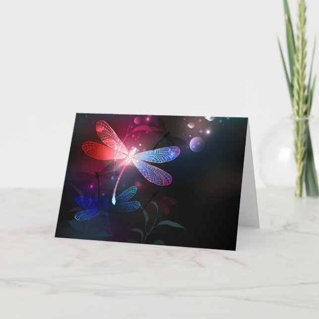 Invitation libellule rouge brillante (Devant)