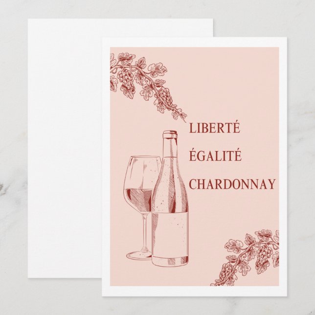 Invitation Liberté Égalité Chardonnay Drôle Illustration de v (Devant / Derrière)