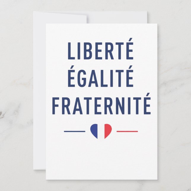 Invitation Liberté Égalité Fraternité Devise Française de Vœu (Devant)