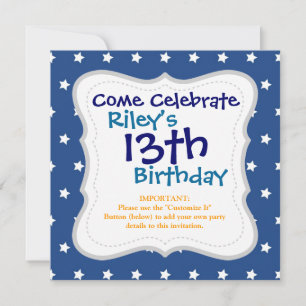 Invitation Liberté Patriotic Blue and White Stars