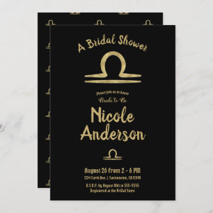 Invitation LIBRA Gold Zodiac Astrologie Automne Fête des mari