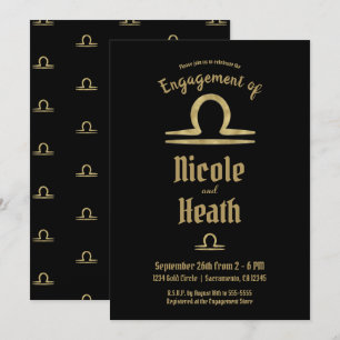 Invitation LIBRA Or Astrologie du zodiaque d'or Engagement d'