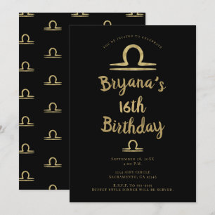 Invitation LIBRA Or Septembre Octobre Anniversaire Astrologie