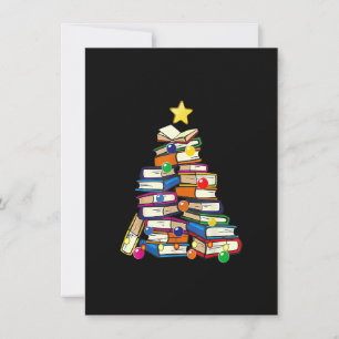 Invitation Librarian Book Lover Books Christmas Tree Merry Bo