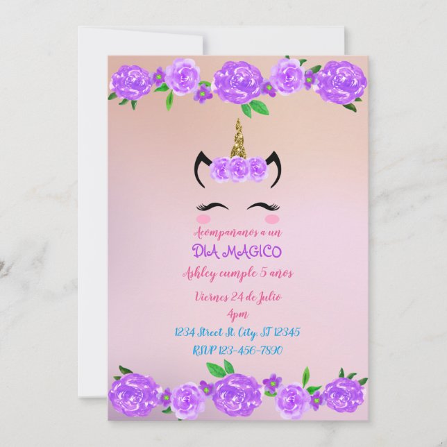 Invitation Licorne (Devant)