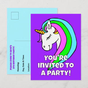 Invitation Licorne Arc-en-Ciel