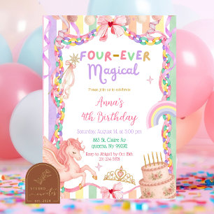 Invitation Licorne Caprice Quatre-fois Magique Anniversaire