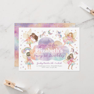 Invitation Licorne de Fairy Arc-en-Ciel Magique Premier Anniv