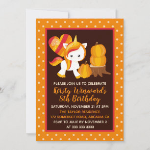 Invitation Licorne de Thanksgiving Citrouille Anniversaire