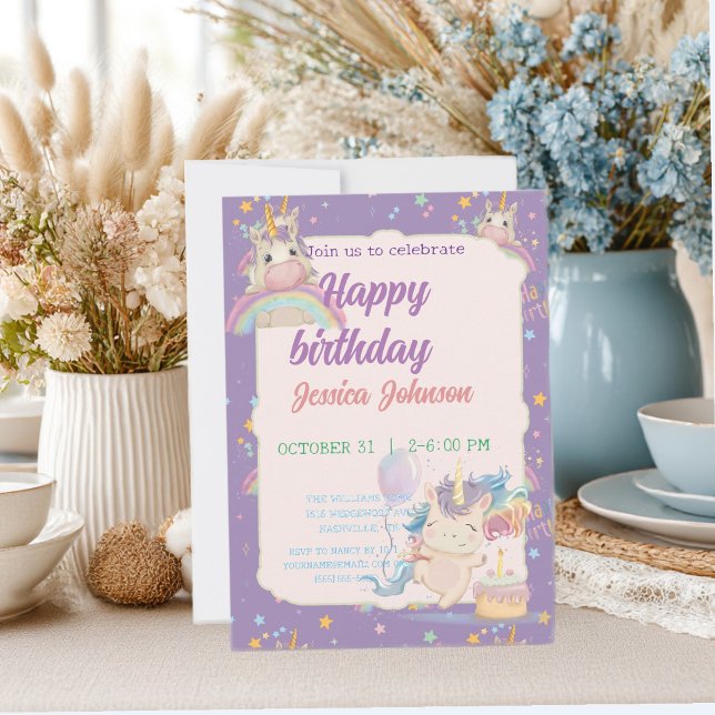 Invitation Licorne drôle d'anniversaire (Créateur téléchargé)