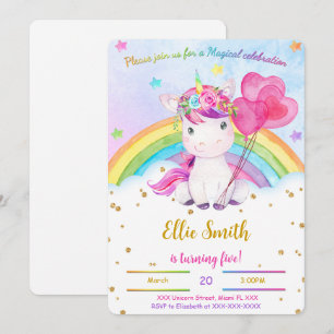 Invitation licorne florale aquarelle