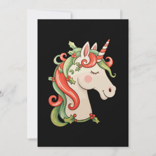 Invitation Licorne Noël Holly Xmas Famille appariée