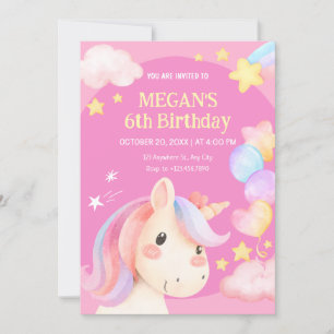 Invitation Licorne pastel aquarelle 