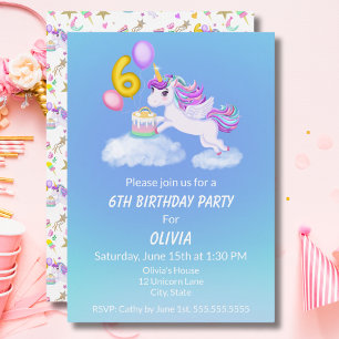 Invitation Licorne pour 6ème Anniversaire avec Gât