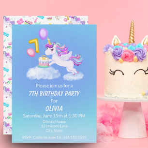 Invitation Licorne pour 7ème Anniversaire avec Gât