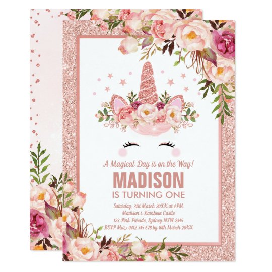 Invitation Licorne Rose D Or Fete D Anniversaire Magique Zazzle Fr Invitation Licorne Rose D Or Fete D Anniversaire Magique Zazzle Fr