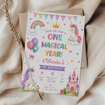 Licorne Rose Violette Un An Année Magique 1er Anni
