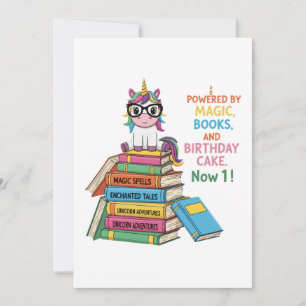 Invitation Licorne Ver de Livre Mignon 1er Anniversaire Rea