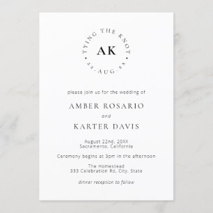 Invitation Lien minimaliste Moderne Le Mariage Monogramme Kno