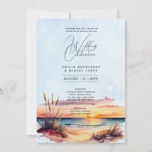 Invitation Lieu de mariage de plage au coucher du soleil