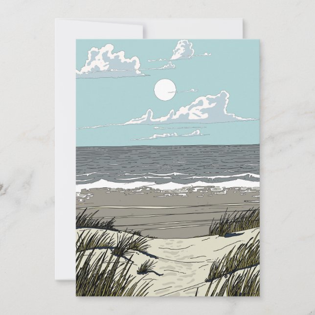 Invitation Lieu de plage estivale (Devant)