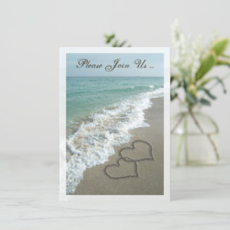 Invitation Lieu de Réception de Mariage Après la Plage Coeurs