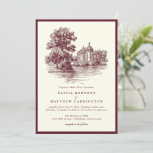 Invitation Lieu de réception Manoir Esthétique Argent Vieille