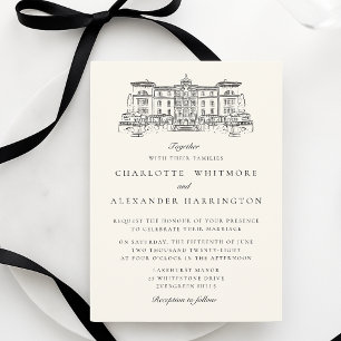 Invitation Lieu, Vieille Fortune Esthétique, Mariage ivoire