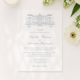 Invitation Lieu, Vieux Argent Esthétique, bleu clair