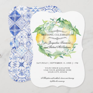 Invitation Lieux d'agrumes floraux au citron bleu rustique